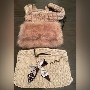 Bundle of (3)…forever 21 fur wristlet, crochet bag and a puffy belt bag.
